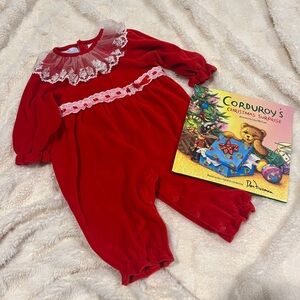 Vintage Christmas Velvet One Piece and Corduroy Book
